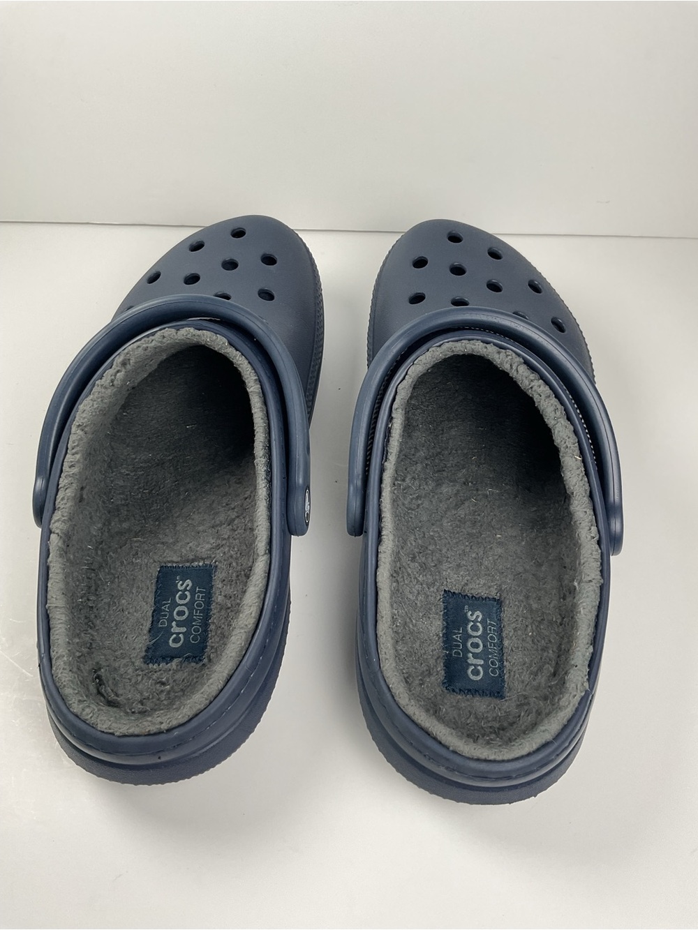 Crocs Classic Lined Clogs Navy Blue Fleece Men’s 9 Women’s 11 Slip On Comfort - Picture 8 of 11